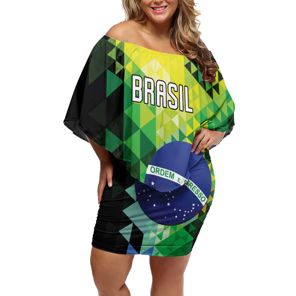Personalized Brasil Off Shoulder Short Dress Dynamic Sporty Style