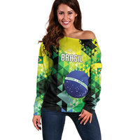 Personalized Brasil Off Shoulder Sweater Dynamic Sporty Style