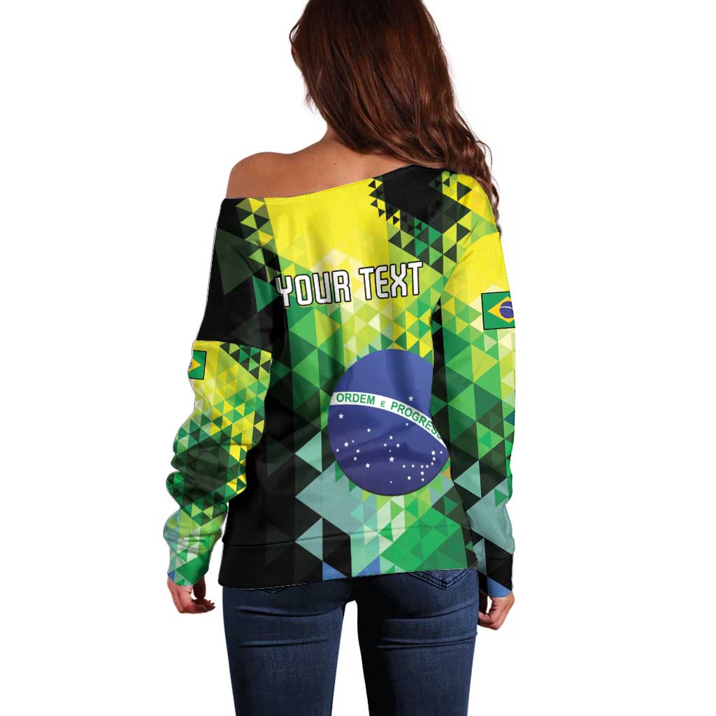 Personalized Brasil Off Shoulder Sweater Dynamic Sporty Style
