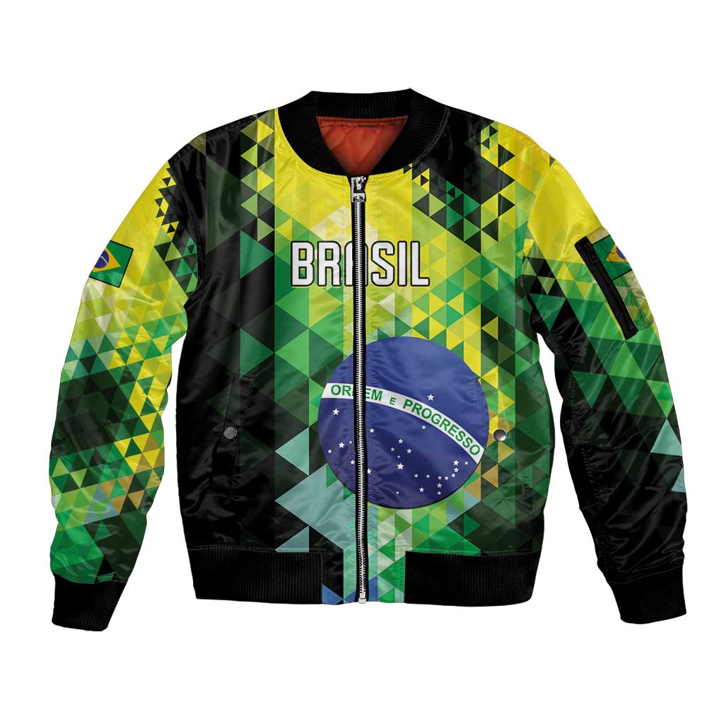 Personalized Brasil Sleeve Zip Bomber Jacket Dynamic Sporty Style