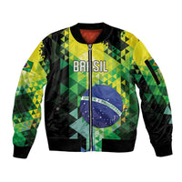 Personalized Brasil Sleeve Zip Bomber Jacket Dynamic Sporty Style
