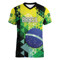 Personalized Brasil Women V-Neck T-Shirt Dynamic Sporty Style