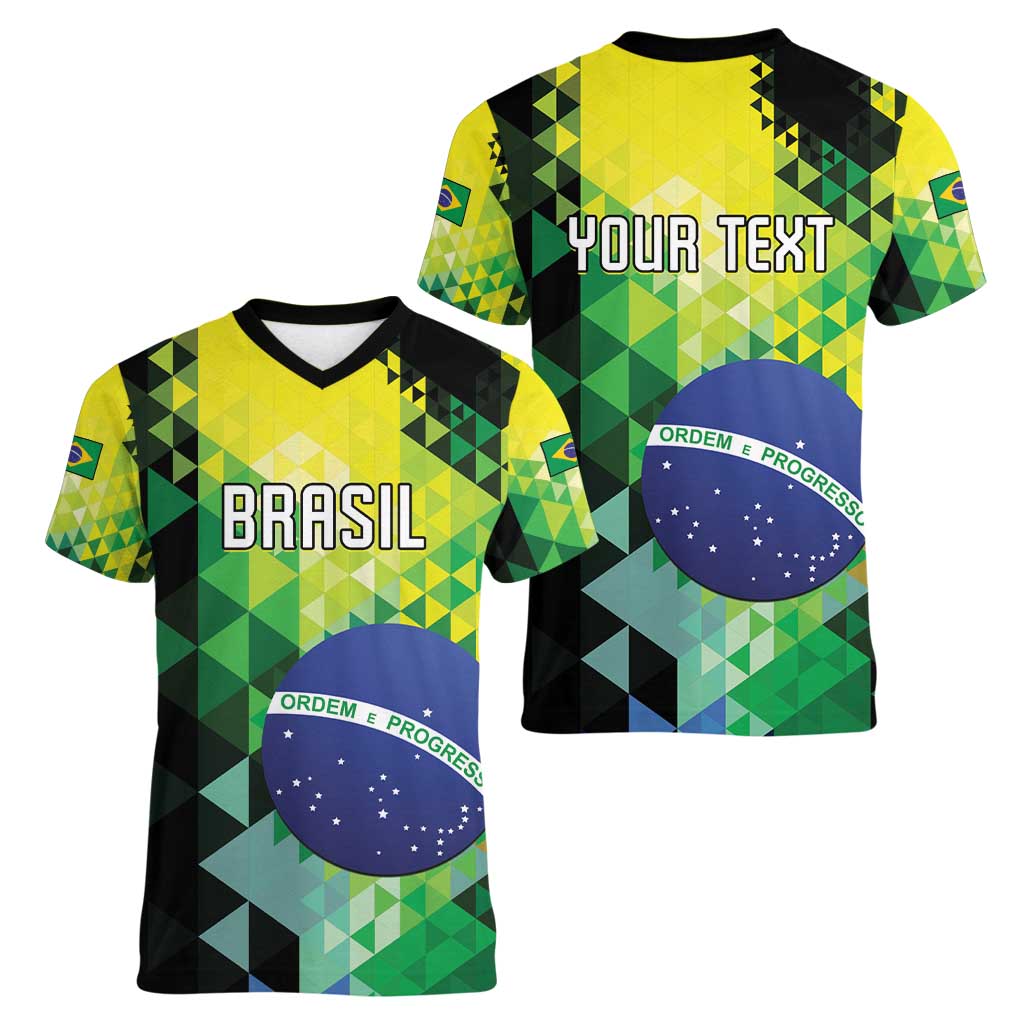 Personalized Brasil Women V-Neck T-Shirt Dynamic Sporty Style