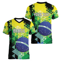 Personalized Brasil Women V-Neck T-Shirt Dynamic Sporty Style