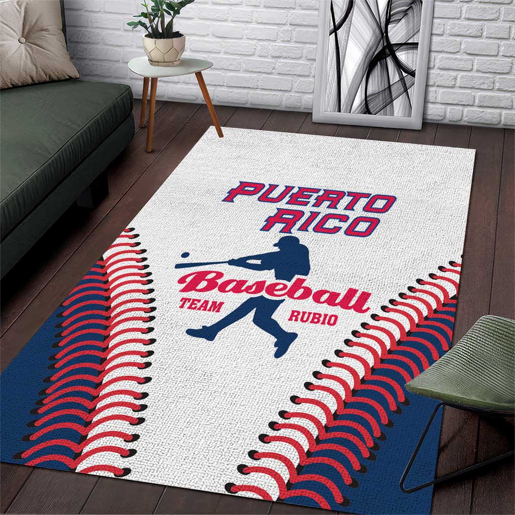Baseball Puerto Rico 2025 Area Rug Team Rubio Retro Style