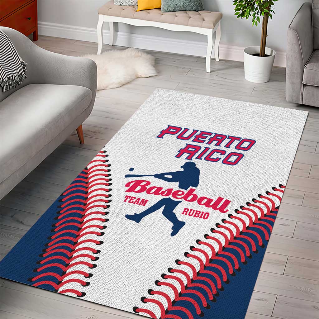 Baseball Puerto Rico 2025 Area Rug Team Rubio Retro Style