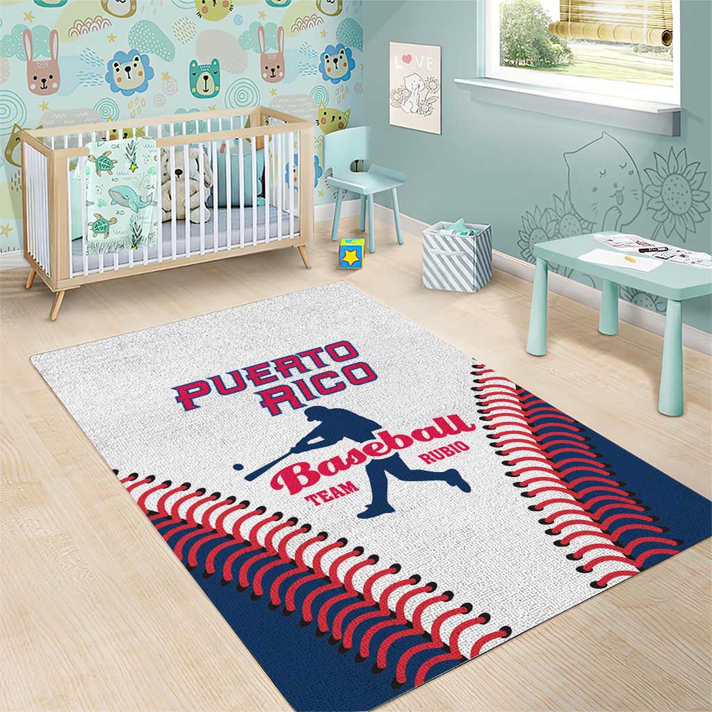 Baseball Puerto Rico 2025 Area Rug Team Rubio Retro Style