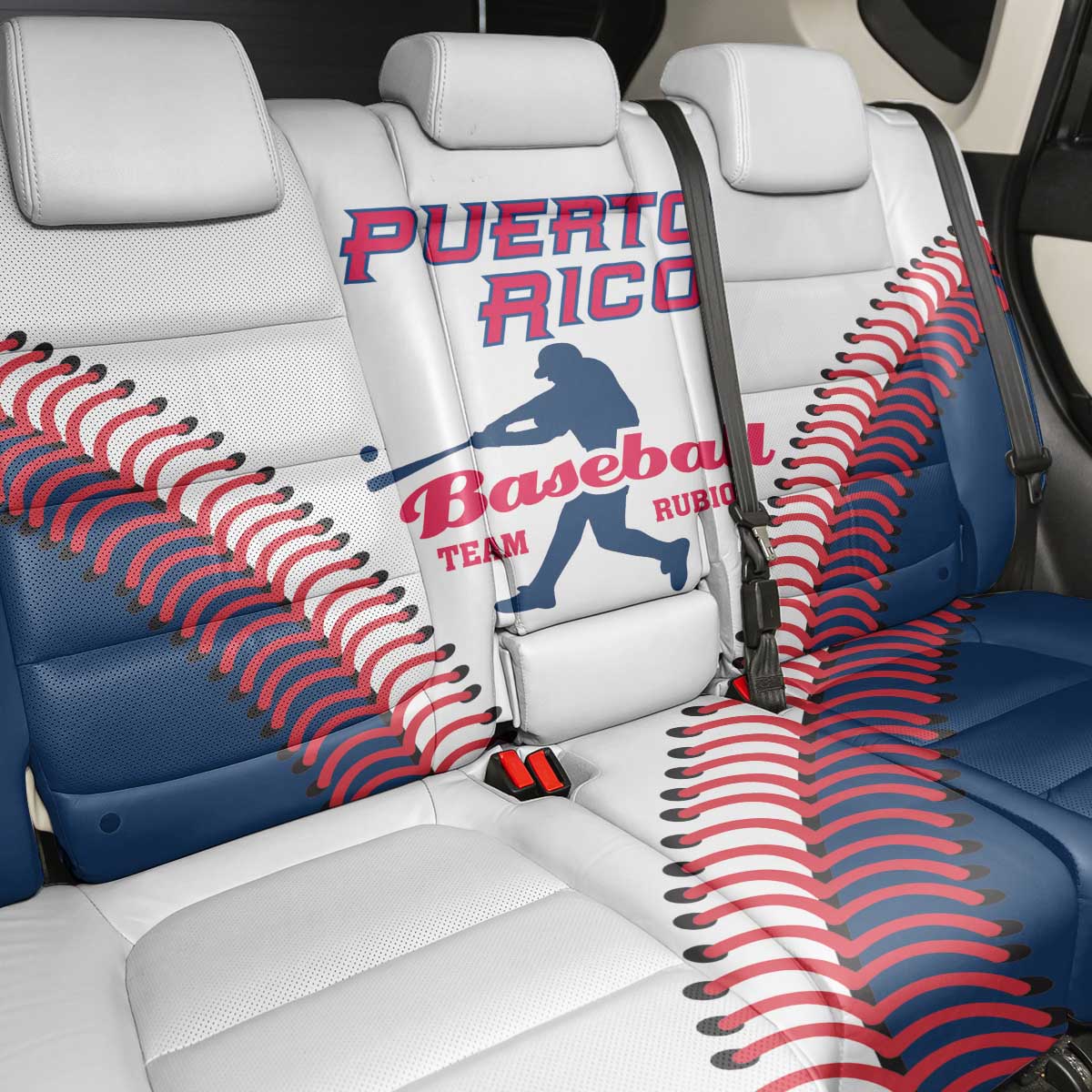 Baseball Puerto Rico 2025 Back Car Seat Cover Team Rubio Retro Style