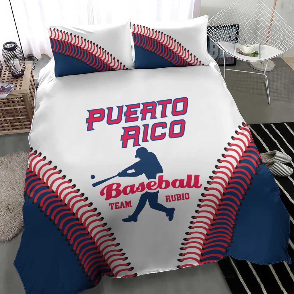 Baseball Puerto Rico 2025 Bedding Set Team Rubio Retro Style