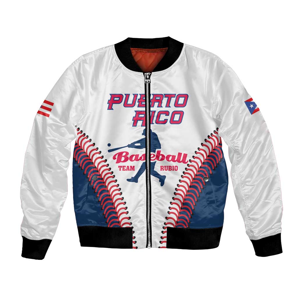 Custom Baseball Puerto Rico 2025 Bomber Jacket Team Rubio Retro Style
