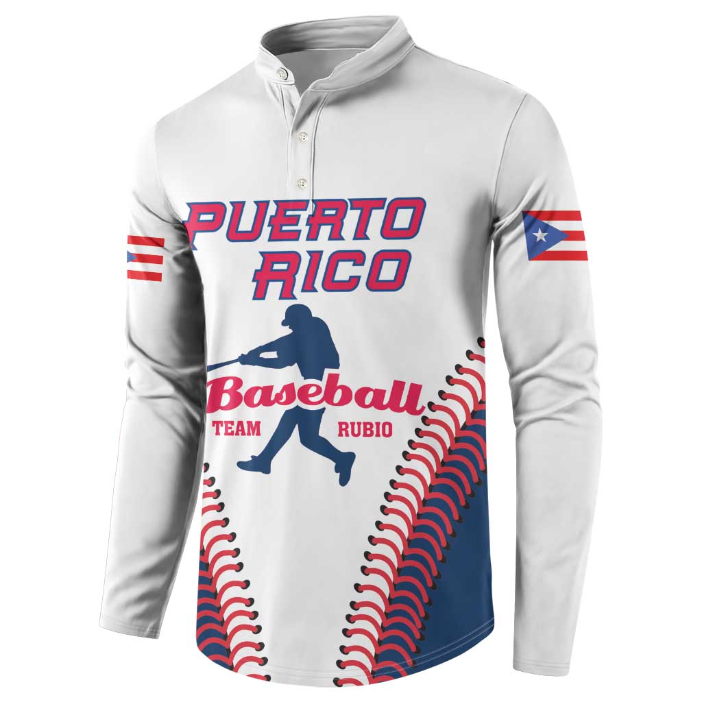 Custom Baseball Puerto Rico 2025 Button Sweatshirt Team Rubio Retro Style