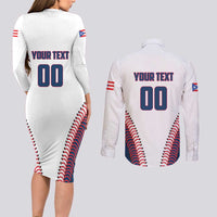 Custom Baseball Puerto Rico 2025 Couples Matching Long Sleeve Bodycon Dress and Long Sleeve Button Shirt Team Rubio Retro Style
