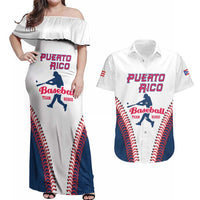 Custom Baseball Puerto Rico 2025 Couples Matching Off Shoulder Maxi Dress and Hawaiian Shirt Team Rubio Retro Style