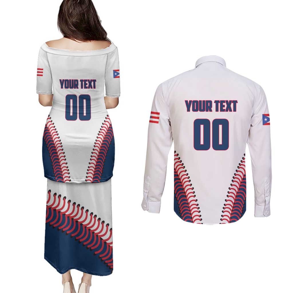 Custom Baseball Puerto Rico 2025 Couples Matching Puletasi and Long Sleeve Button Shirt Team Rubio Retro Style