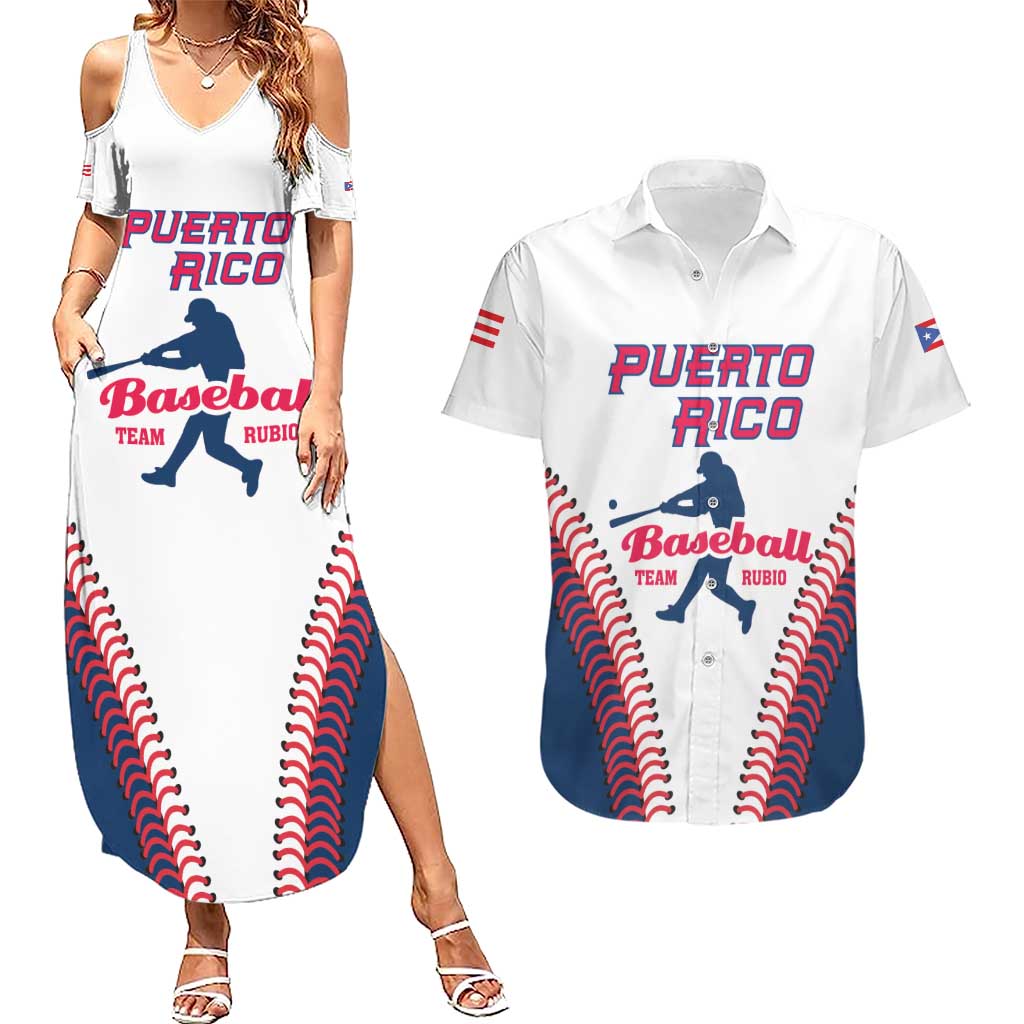 Custom Baseball Puerto Rico 2025 Couples Matching Summer Maxi Dress and Hawaiian Shirt Team Rubio Retro Style