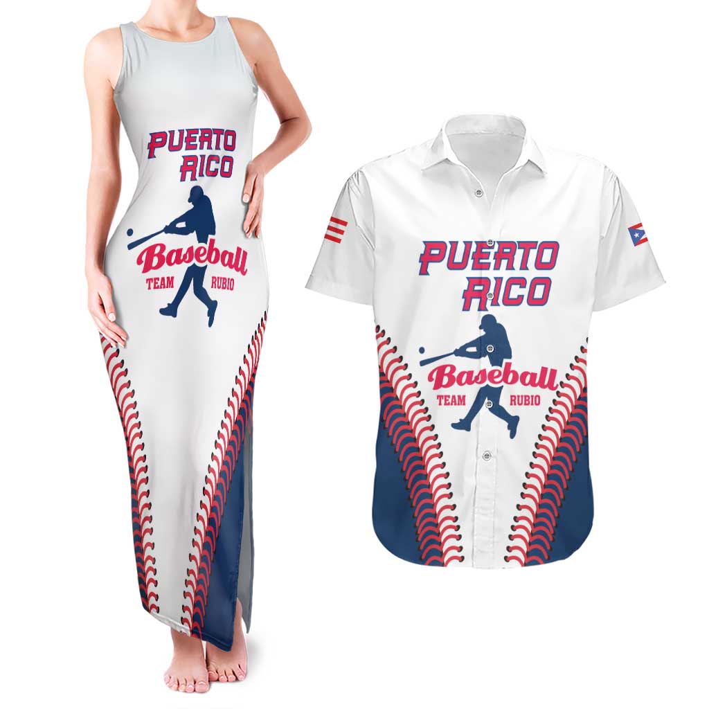 Custom Baseball Puerto Rico 2025 Couples Matching Tank Maxi Dress and Hawaiian Shirt Team Rubio Retro Style