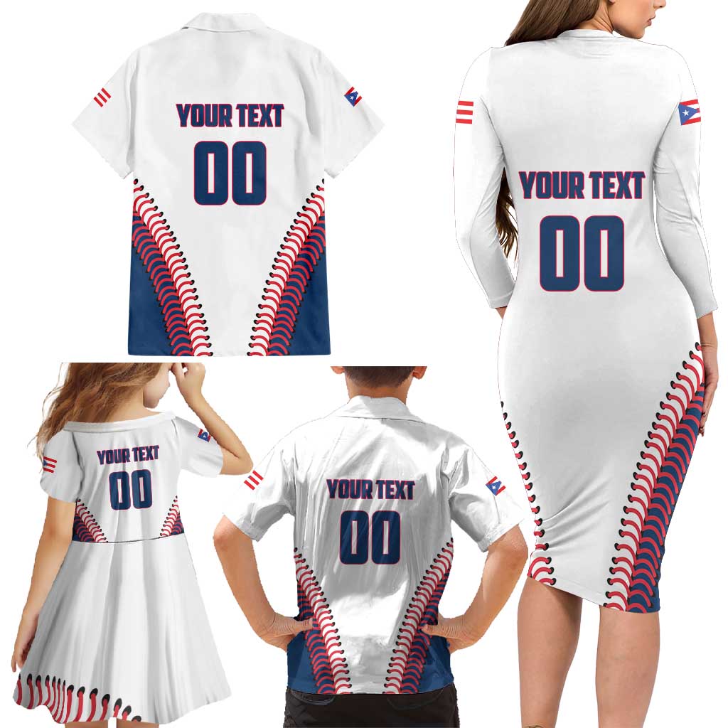 Custom Baseball Puerto Rico 2025 Family Matching Long Sleeve Bodycon Dress and Hawaiian Shirt Team Rubio Retro Style