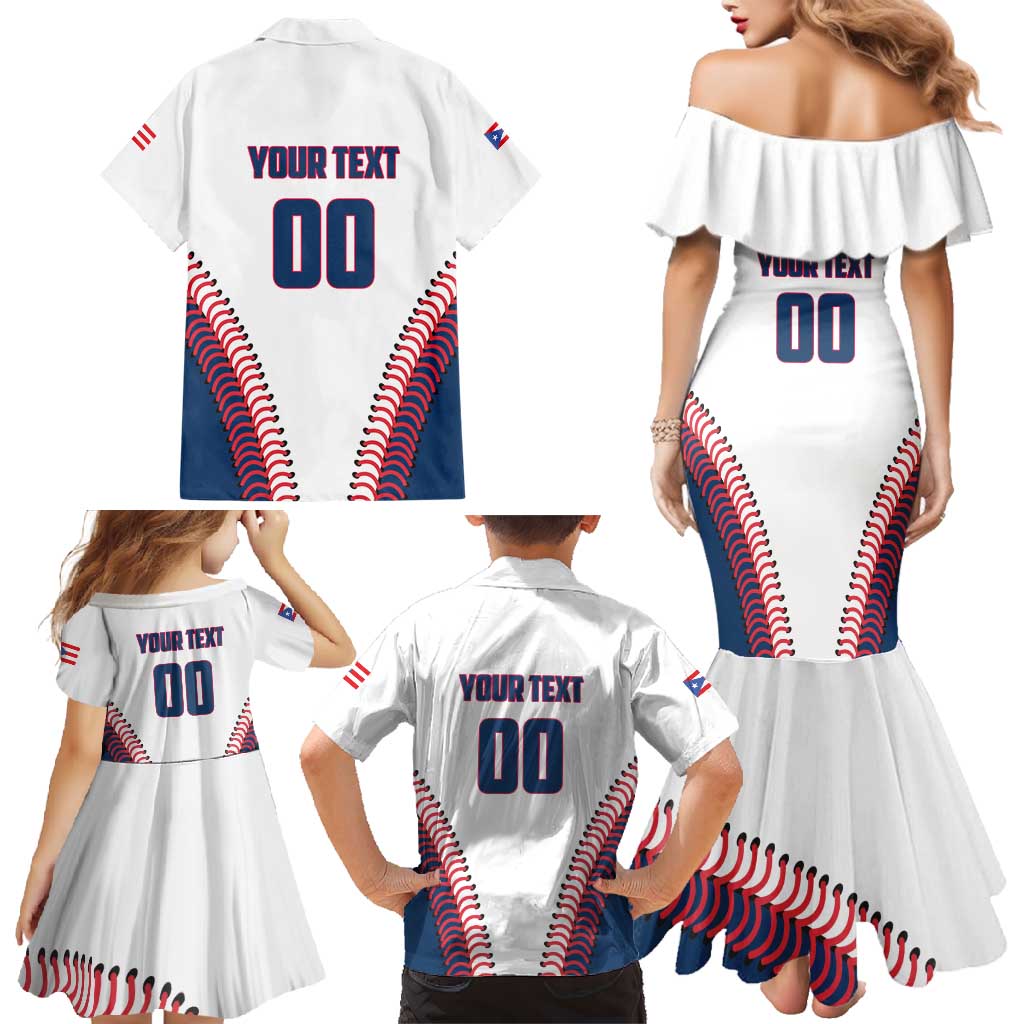 Custom Baseball Puerto Rico 2025 Family Matching Mermaid Dress and Hawaiian Shirt Team Rubio Retro Style