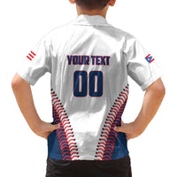 Custom Baseball Puerto Rico 2025 Family Matching Off The Shoulder Long Sleeve Dress and Hawaiian Shirt Team Rubio Retro Style