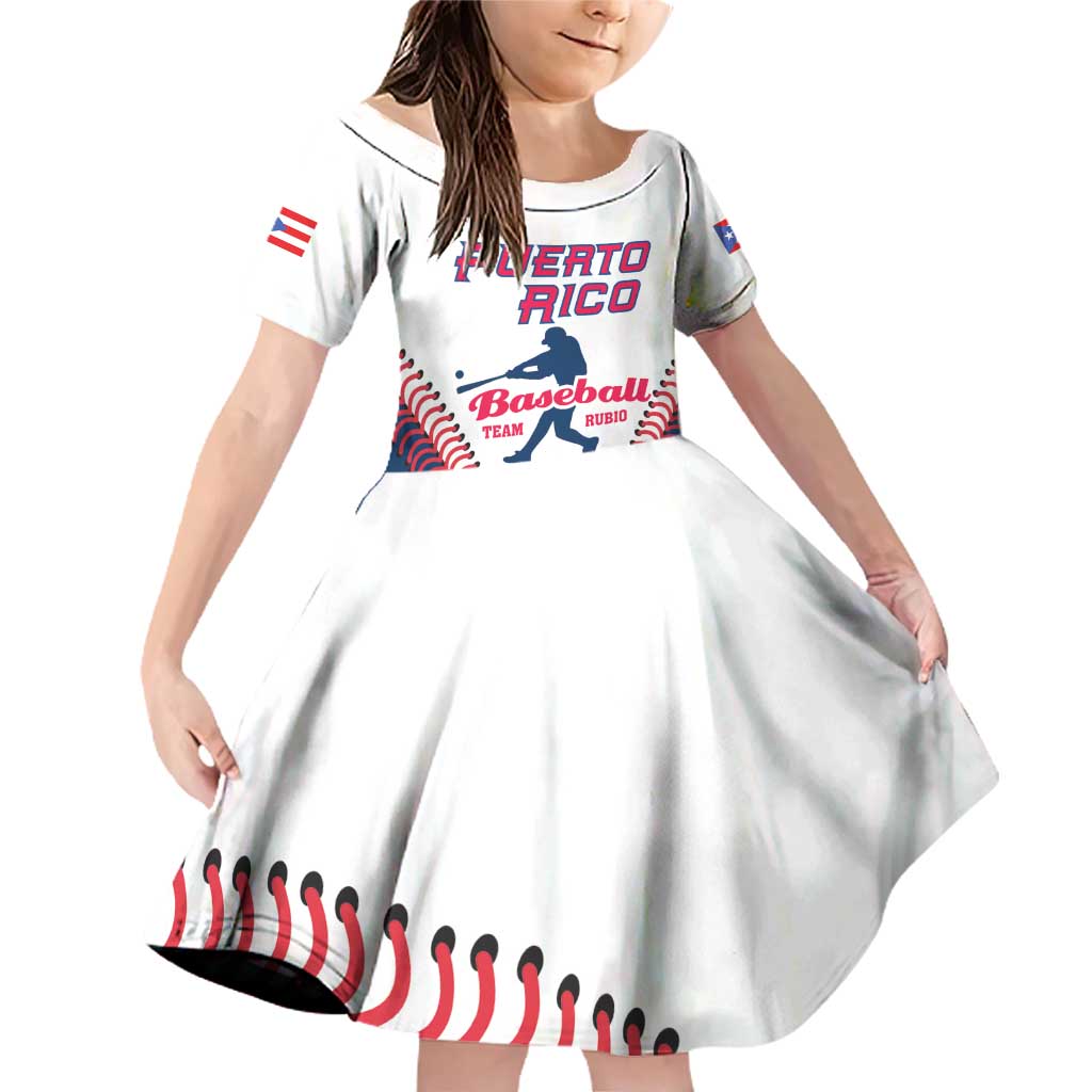 Custom Baseball Puerto Rico 2025 Family Matching Off Shoulder Short Dress and Hawaiian Shirt Team Rubio Retro Style
