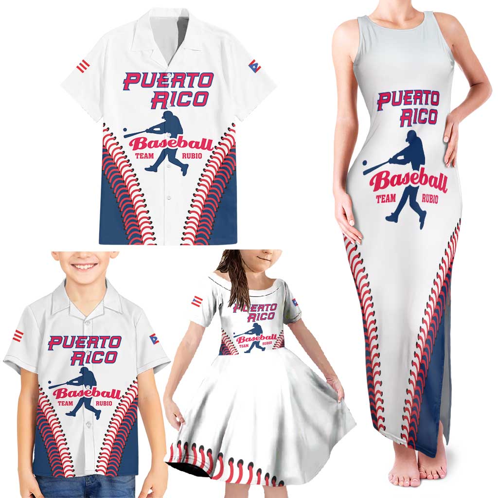 Custom Baseball Puerto Rico 2025 Family Matching Tank Maxi Dress and Hawaiian Shirt Team Rubio Retro Style