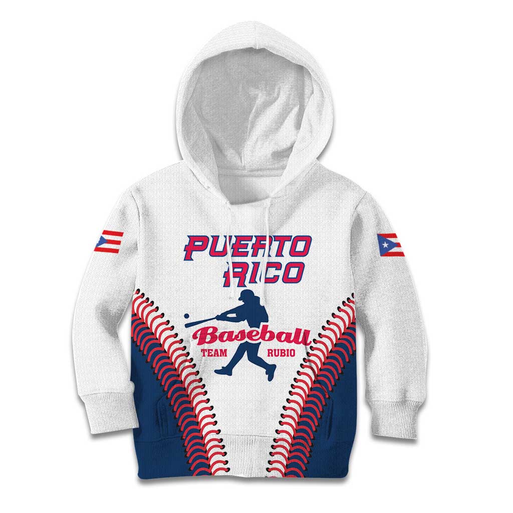 Custom Baseball Puerto Rico 2025 Kid Hoodie Team Rubio Retro Style