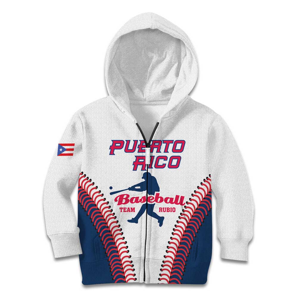 Custom Baseball Puerto Rico 2025 Kid Hoodie Team Rubio Retro Style