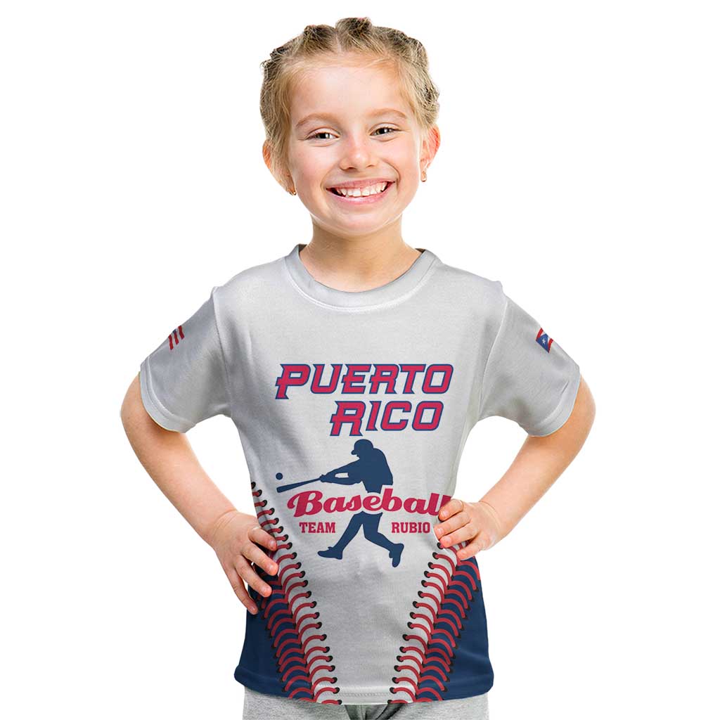 Custom Baseball Puerto Rico 2025 Kid T Shirt Team Rubio Retro Style