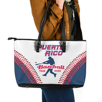 Baseball Puerto Rico 2025 Leather Tote Bag Team Rubio Retro Style