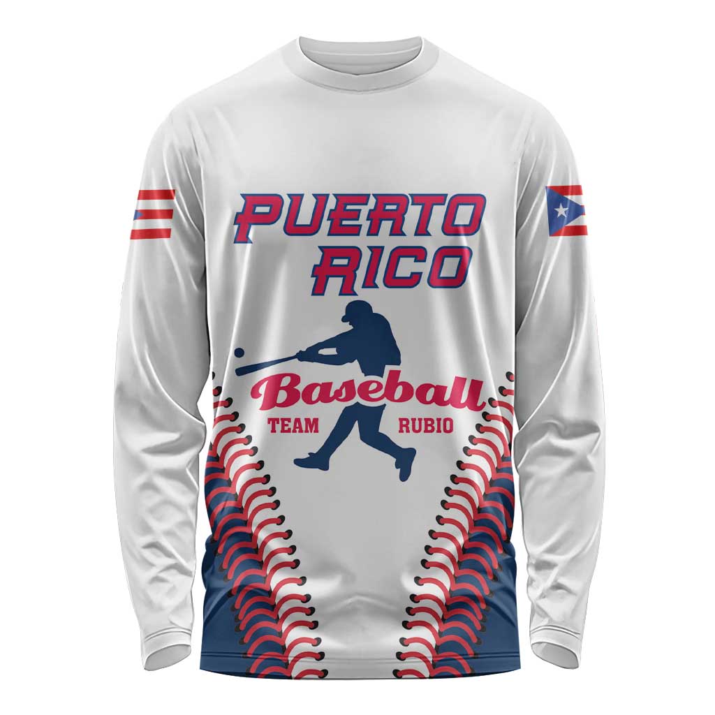 Custom Baseball Puerto Rico 2025 Long Sleeve Shirt Team Rubio Retro Style