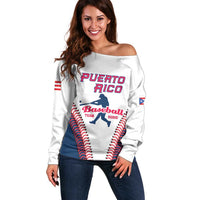 Custom Baseball Puerto Rico 2025 Off Shoulder Sweater Team Rubio Retro Style