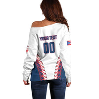Custom Baseball Puerto Rico 2025 Off Shoulder Sweater Team Rubio Retro Style