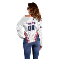 Custom Baseball Puerto Rico 2025 Off Shoulder Sweater Team Rubio Retro Style