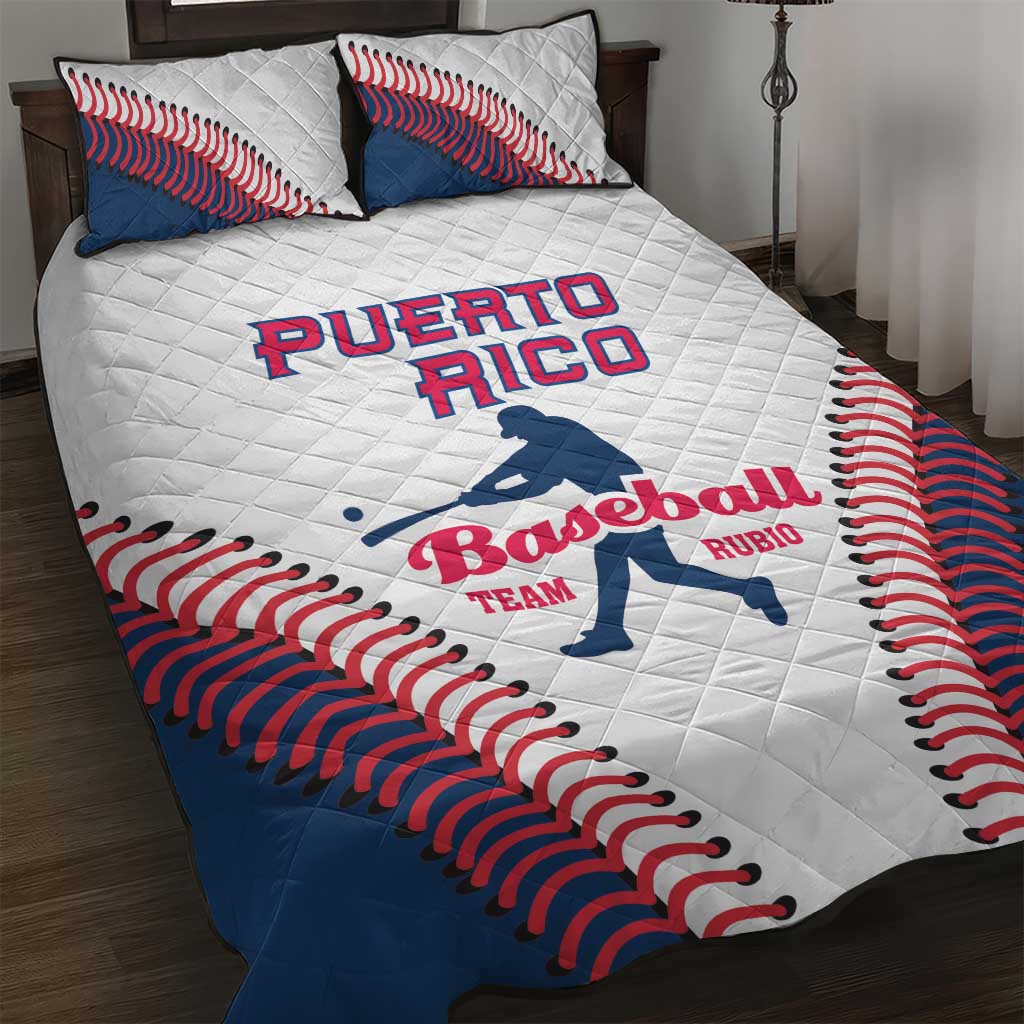 Baseball Puerto Rico 2025 Quilt Bed Set Team Rubio Retro Style