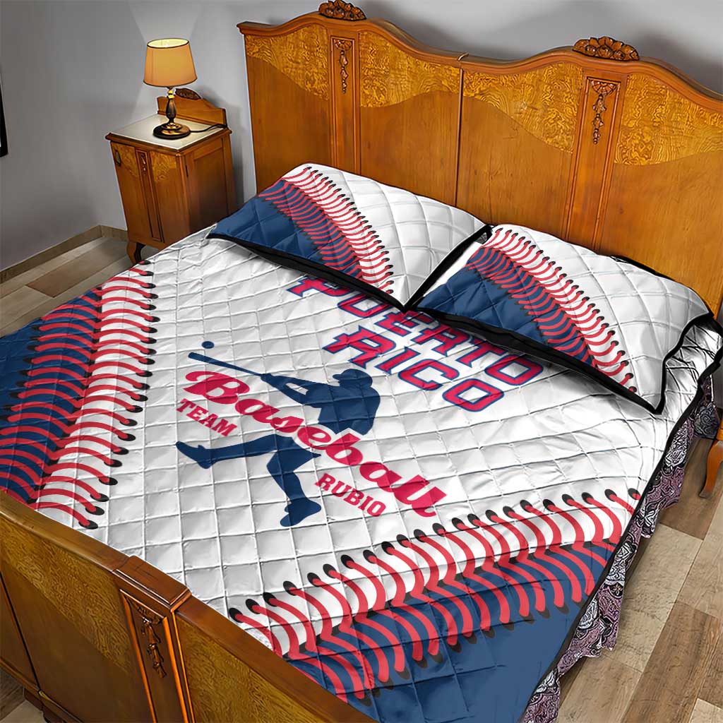 Baseball Puerto Rico 2025 Quilt Bed Set Team Rubio Retro Style