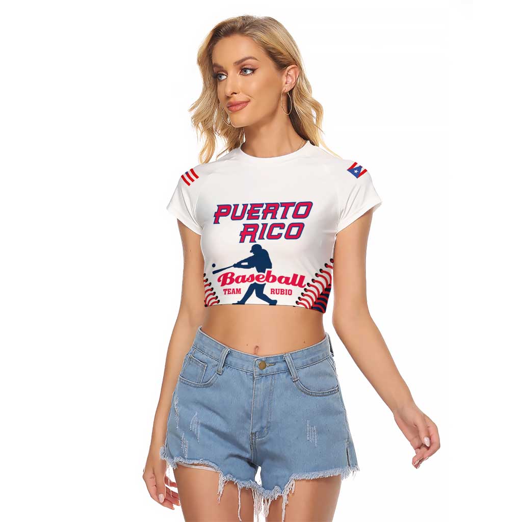 Custom Baseball Puerto Rico 2025 Raglan Cropped T Shirt Team Rubio Retro Style