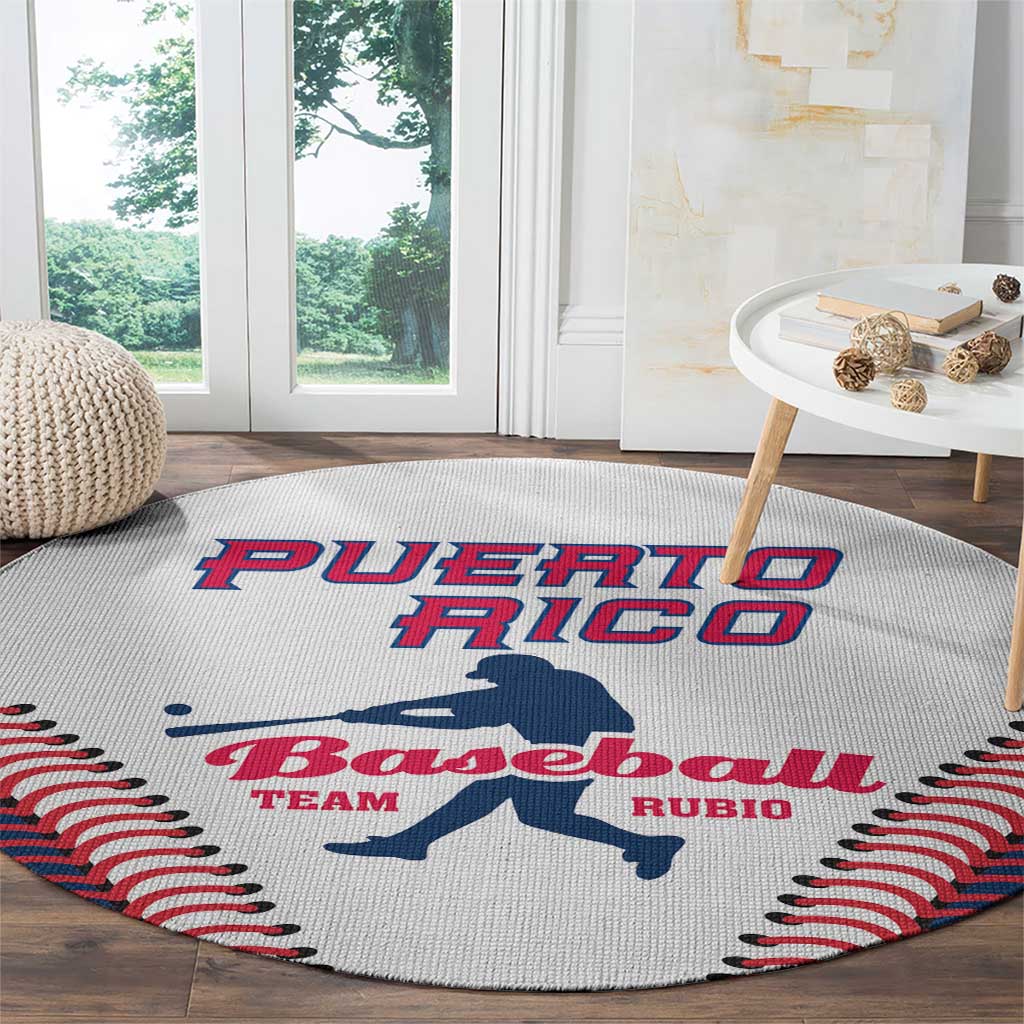 Baseball Puerto Rico 2025 Round Carpet Team Rubio Retro Style