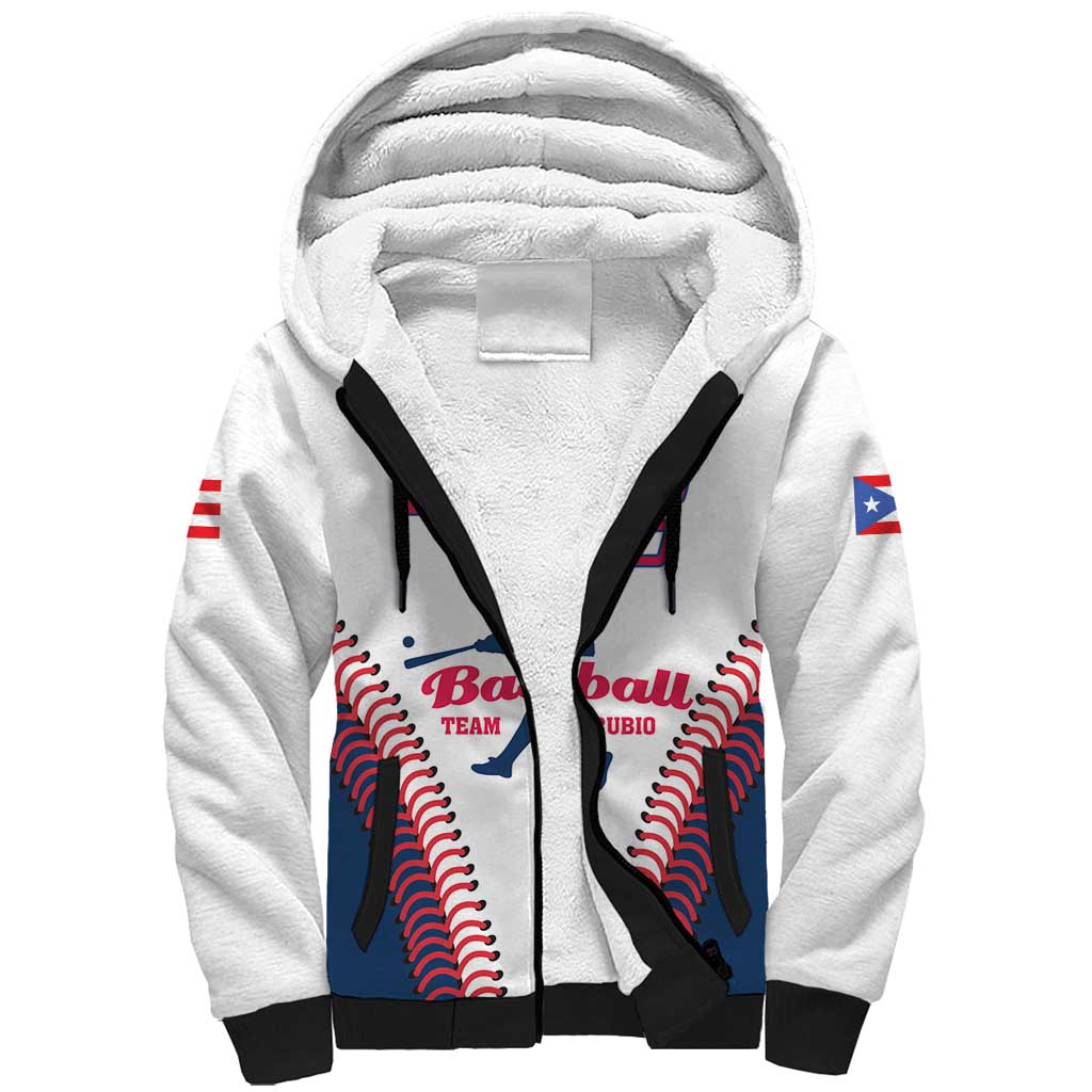 Custom Baseball Puerto Rico 2025 Sherpa Hoodie Team Rubio Retro Style