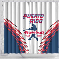 Baseball Puerto Rico 2025 Shower Curtain Team Rubio Retro Style