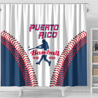 Baseball Puerto Rico 2025 Shower Curtain Team Rubio Retro Style
