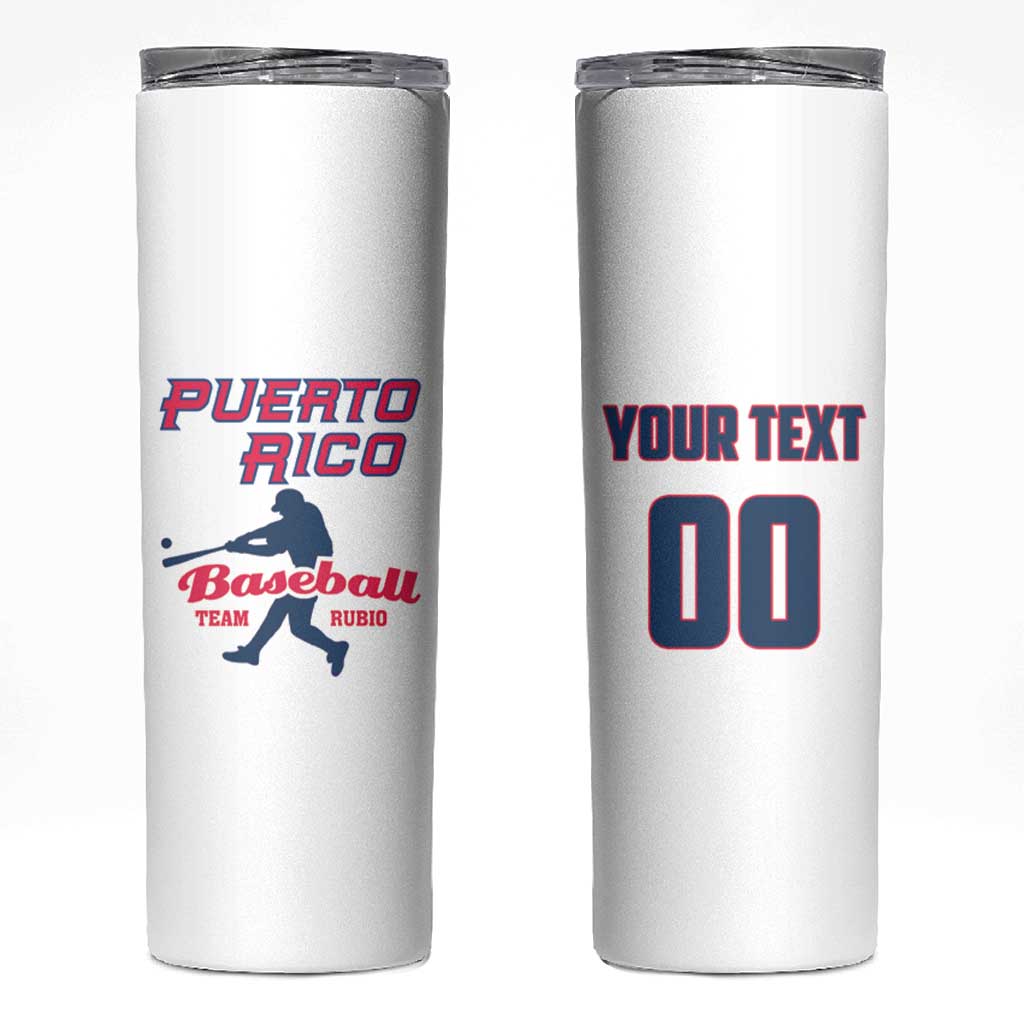 Custom Baseball Puerto Rico 2025 Skinny Tumbler Team Rubio Retro Style