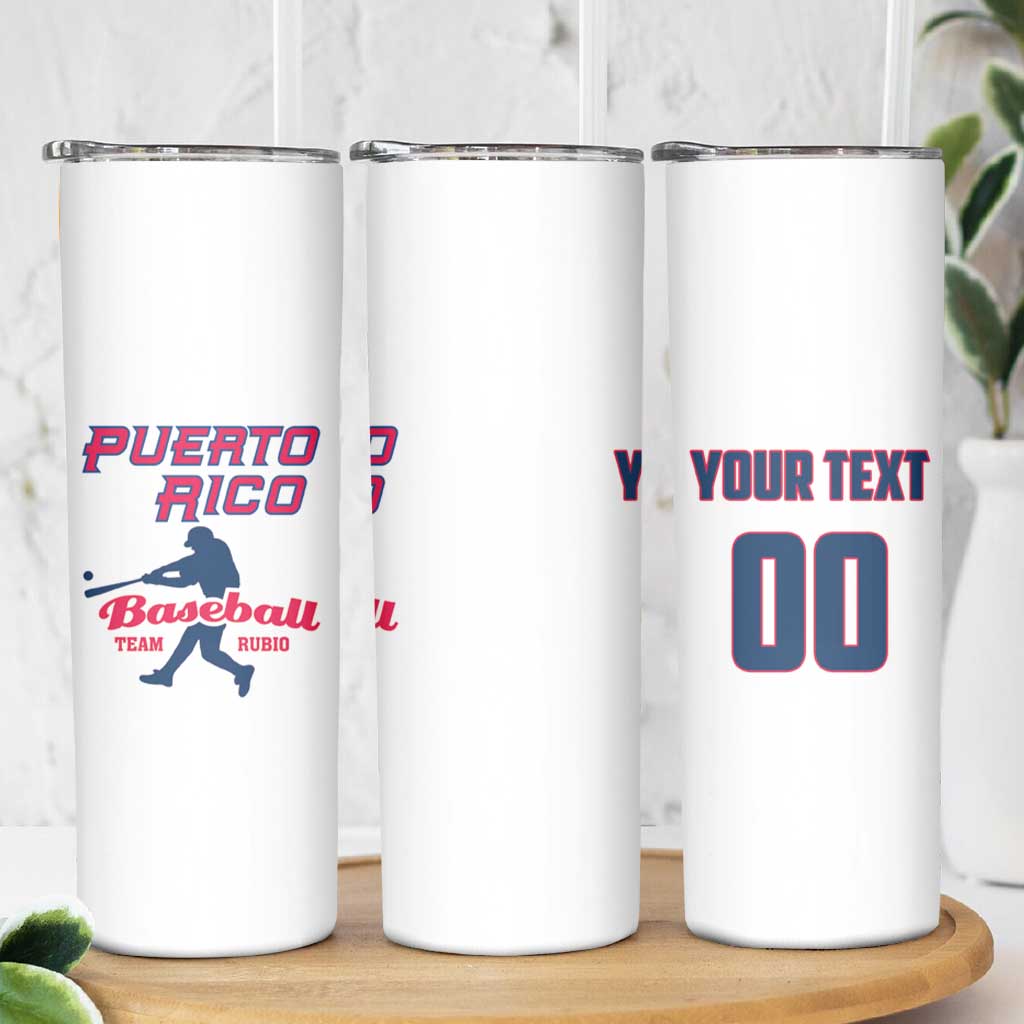 Custom Baseball Puerto Rico 2025 Skinny Tumbler Team Rubio Retro Style