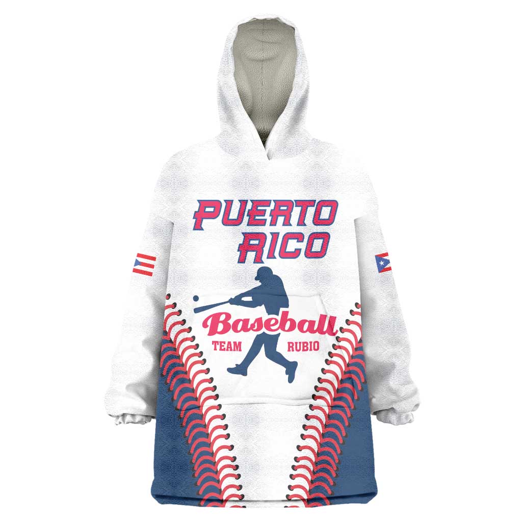 Custom Baseball Puerto Rico 2025 Wearable Blanket Hoodie Team Rubio Retro Style