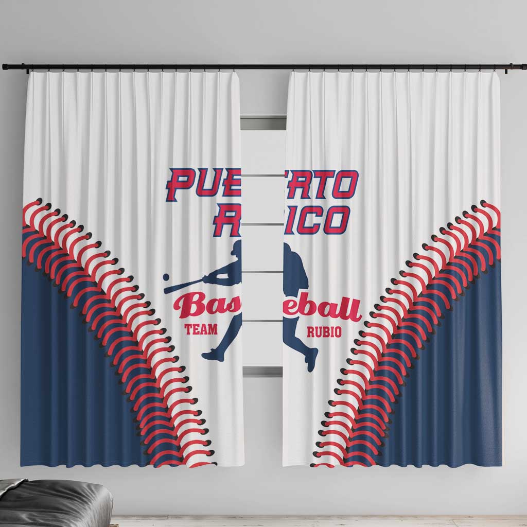 Baseball Puerto Rico 2025 Window Curtain Team Rubio Retro Style