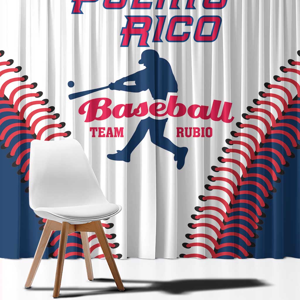 Baseball Puerto Rico 2025 Window Curtain Team Rubio Retro Style