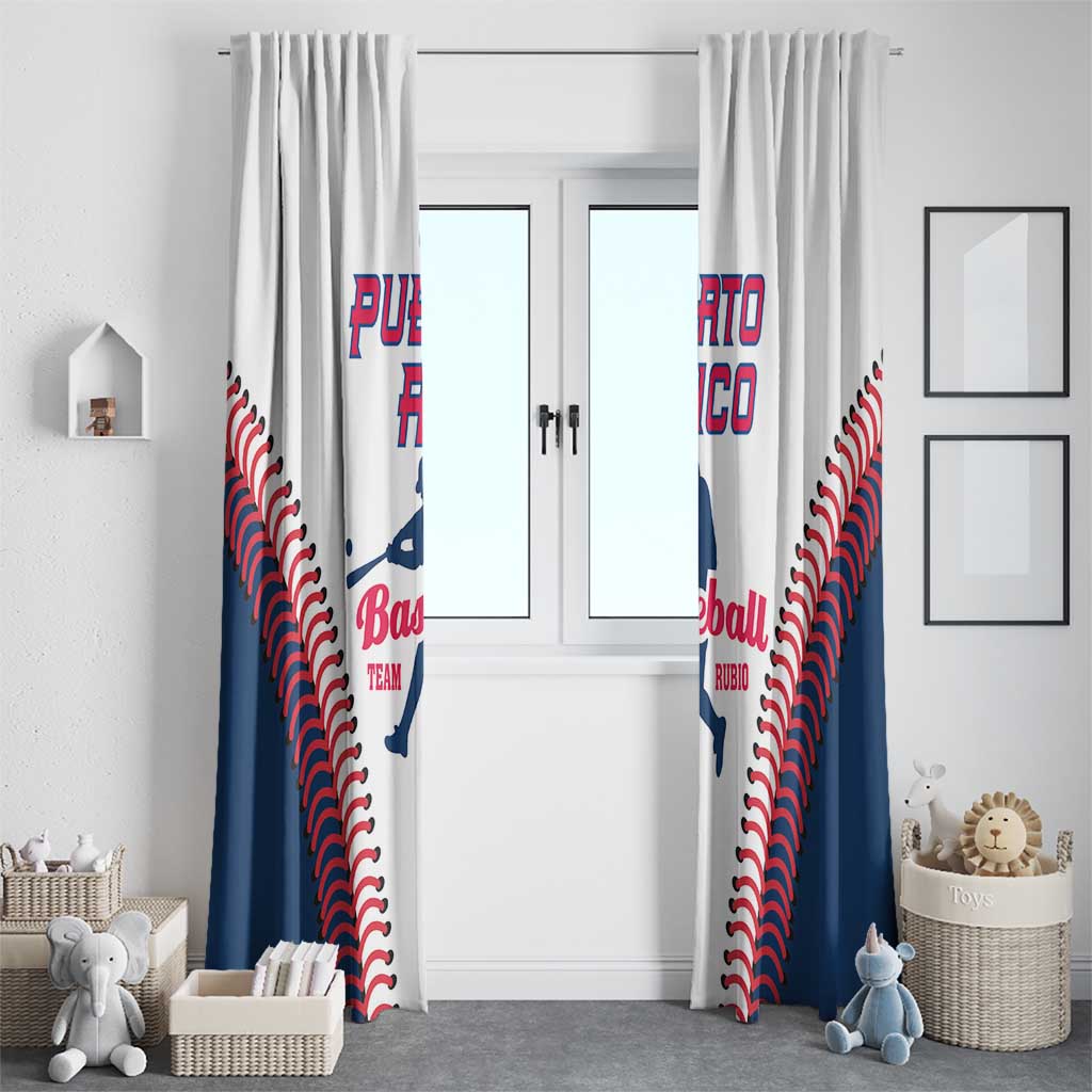 Baseball Puerto Rico 2025 Window Curtain Team Rubio Retro Style