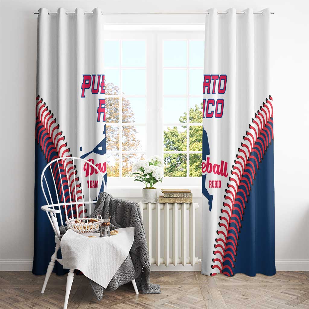 Baseball Puerto Rico 2025 Window Curtain Team Rubio Retro Style