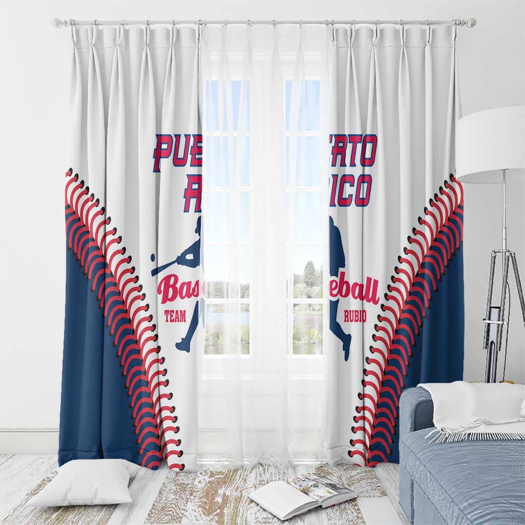 Baseball Puerto Rico 2025 Window Curtain Team Rubio Retro Style