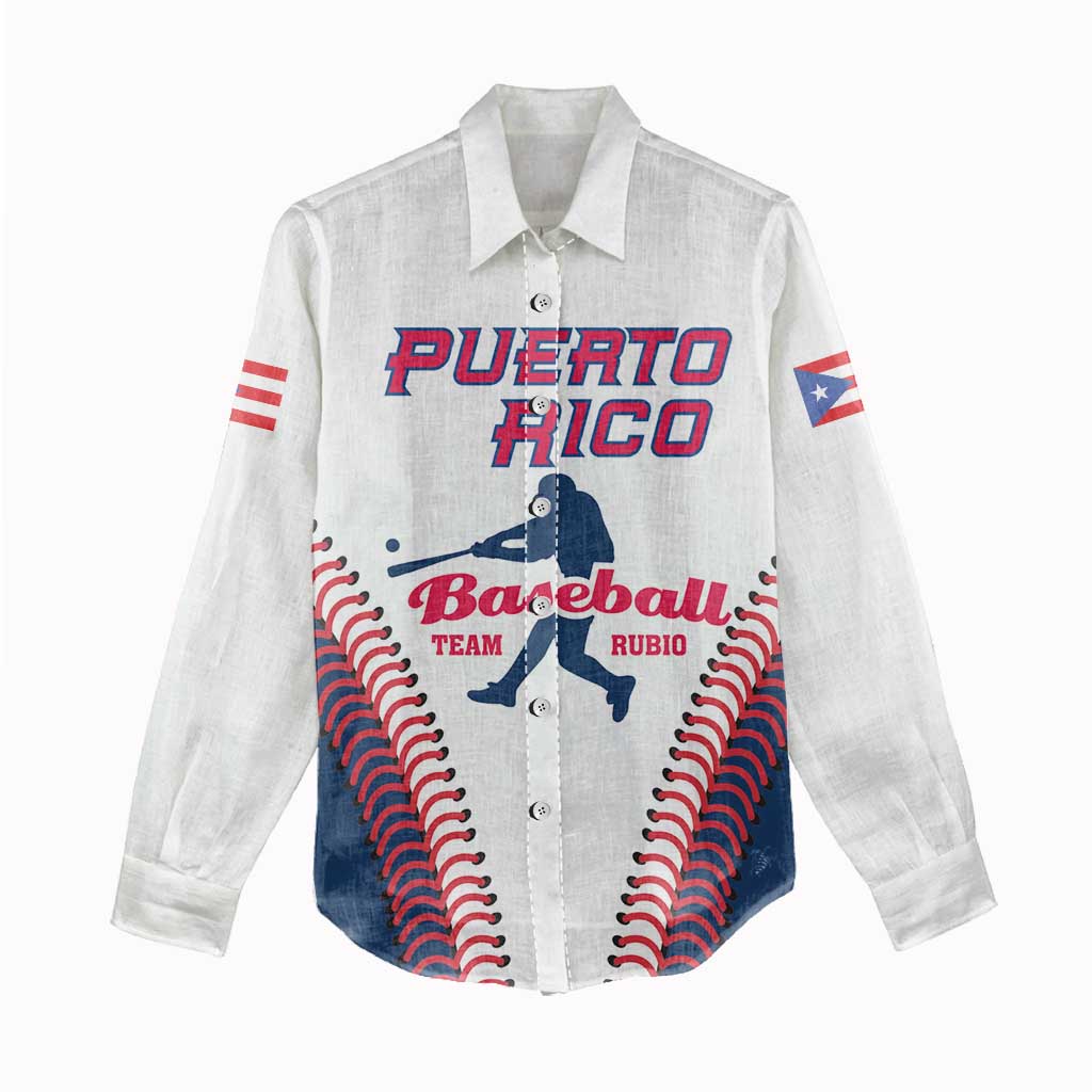 Custom Baseball Puerto Rico 2025 Women Casual Shirt Team Rubio Retro Style