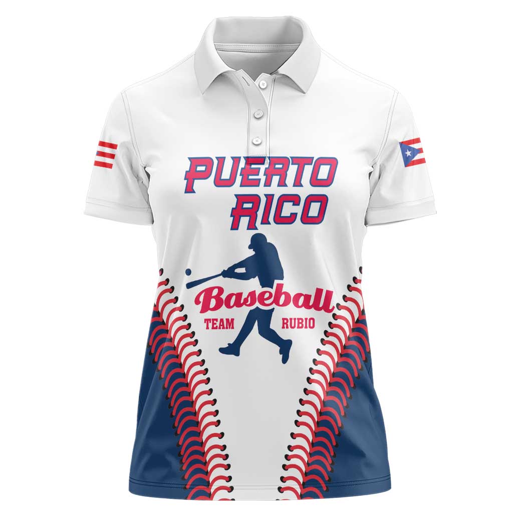 Custom Baseball Puerto Rico 2025 Women Polo Shirt Team Rubio Retro Style